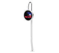 Flag Map of Haitians Cute Metal Bookmarks Vintage Page Marker Hook for Book Lover Men Women