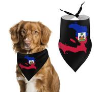 Flag Map of Haitians Funny Dog Bandanas Puppy Triangle Scarf Washable Bib for Small Medium Large Pet