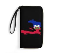 Flag Map of Haitians Long Pouch Slim Clutch Wallet Purse