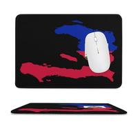 Flag Map of Haitians Mousepad with Stitched Edges