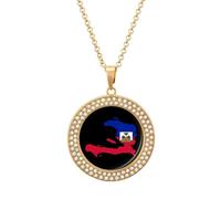 Flag Map of Haitians Personalized Picture Necklace Photo Pendant Custom Memorial Jewelry for Women