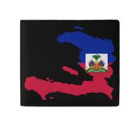 Flag Map of Haitians Slim Billfold Wallet for Men Front Pocket Purse Card Holder with ID Window