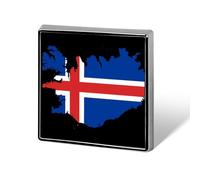 Flag Map of Iceland Custom Lapel Pins Square Brooch Tie Suit Dress Accessories for Men Women Wedding Birthday