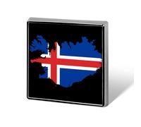Flag Map of Iceland Custom Lapel Pins Square Brooch Tie Suit Dress Accessories for Men Women Wedding Birthday