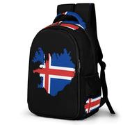 Flag Map of Iceland Large Backpack with Adjustable Padded Shoulder Straps Casual Travel Laptop Daypack