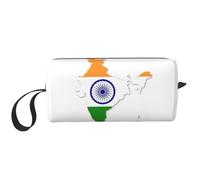 Flag Map of India print Travel Toiletry Pouch, Pencil Bag Canvas Makeup Bags, Multi-Purpose Cosmetic Bags with Zipper, White, One Size