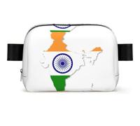Flag Map of India Print Unisex Waist Bag Wear-Resistant Belt Bag Hip Bag with Adjustable Strap for Hiking and Travel