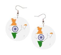 Flag Map Of India Printed Round Earrings For Women, 1 Pair Lightweight Leather Pierced Earrings Set Trendy Jewelry Gifts For Women Girls