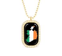 Flag Map of Ireland Personalized Necklace Print Pattern Pendant With Chain Gifts For Women Men Golden-style-27