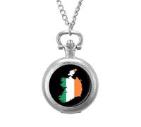 Flag Map of Ireland Vintage Pocket Watch with Chain Arabic Numerals Scale Quartz Pocket Watches Gifts for Men Women
