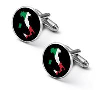 Flag Map of Italy Mens Classic Cufflinks Custom Shirt Cuff Links Jewelry Accessories for Business Wedding 0.7" 0.8"