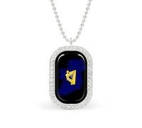 Flag Map of Kingdom of Ireland Personalized Necklace Print Pattern Pendant With Chain Gifts For Women Men Silver-style-25