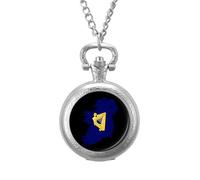 Flag Map of Kingdom of Ireland Vintage Pocket Watch with Chain Arabic Numerals Scale Quartz Pocket Watches Gifts for Men Women