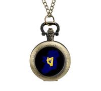 Flag Map of Kingdom of Ireland Vintage Pocket Watch with Chain Arabic Numerals Scale Quartz Pocket Watches Gifts for Men Women