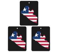 Flag Map of Liberia Car Air Freshener 3-pack Aromatherapy Tablets Hanging Scented Cards for Rooms Bathrooms Wardrobe Square