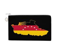 Flag Map of Miranda Small Canvas Coin Purse Change Zippered Pouch Wallet Organizer Bags 7.4 X 4.6 Inch