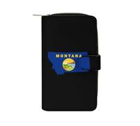 Flag Map of Montana Fashion Wallet Credit Card Holder Slim Coin Pocket Purse Handheld Phone Bags for Women Men 8×4.5×1.5 Inches