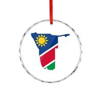 Flag Map of Namibia Christmas Hanging Ornaments Crystal Glass Round Pendant Gifts for Xmas Trees Home Offices