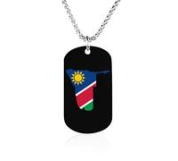 Flag Map of Namibia Personalized Memorial Necklace Printed Metal Pendant Birthday Gifts for Men Women 23.6in（60cm）