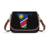 Flag Map of Namibia Women's Leather Crossbody Bags with Adjustable Strap Casual Printed Shoulder Handbag