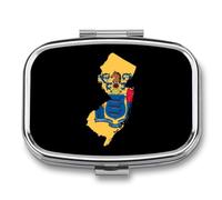 Flag Map of New Jersey Small Pill Organizer with 2 Compartments
