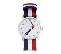 Flag Map of New Zea-Lands Watches for Mens Womens Analog Quartz Easy to Read Adjustable Nylon Strap
