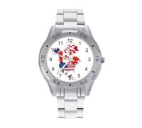 Flag Map of North America Men's Business Watch Fashion Stainless Steel Wristwatches Custom Easy Read Watches for Women