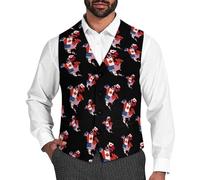 Flag Map of North America Men's Suit Vest Formal Dress Waistcoat Vest Casual Business Vests for Suit Or Tuxedo XL