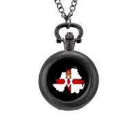 Flag Map of Northern Ireland Classic Quartz Pocket Watch Vintage Men's Pocketwatch with Chain Christmas Gifts for Father Husband Boyfriend