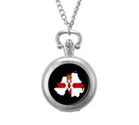 Flag Map of Northern Ireland Classic Quartz Pocket Watch Vintage Men's Pocketwatch with Chain Christmas Gifts for Father Husband Boyfriend