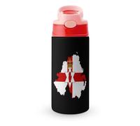 Flag Map of Northern Ireland Cute Water Bottle with Straw Lid Stainless Steel Drink Tumbler Insulated Flip Top Cups 350ml