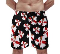 Flag Map of Northern Ireland Fashion Shorts & Trunks for Men Drawstring Elastic Beach Board with Mesh Liner XL