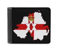 Flag Map of Northern Ireland Leather Wallets for Men Bifold Fashion with ID Window