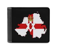 Flag Map of Northern Ireland Men's Wallets Minimalist Bifold Wallet Leather Card Cases Casual Coin Purse