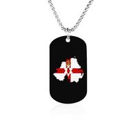 Flag Map of Northern Ireland Personalized Memorial Necklace Rectangle Pendant Great Gifts for Men Women 23.6in（60cm）