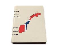 Flag Map of Norway Leather A5 Binder Notebook Refillable Travel Journal with 90 Sheets Personal Planner for Women Men