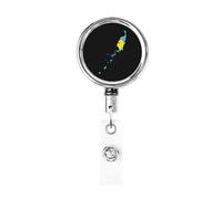 Flag Map of Palau Heavy Duty Metal Badge Holder Reel, Retractable Badge Holder with Belt Clip for Key Name Card Holder Employee Teacher