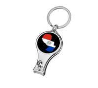Flag Map of Paraguay Funny Nail Clippers Stainless Steel Toenail Cutter with Nail File Chain for Unisex