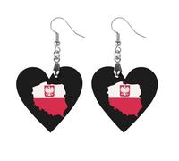 Flag Map of Poland Round Wooden Earrings Boho Drop Pendant Fashion Gifts for Women
