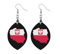 Flag Map of Poland Round Wooden Earrings Boho Drop Pendant Fashion Gifts for Women