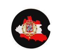 Flag Map of Polish Lithuanian Commonwealth Car Coasters for Cup Holders with Cork Base Wood Anti-Slip Drink Mats Auto Accessories