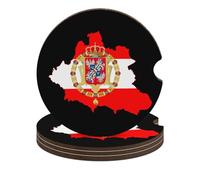 Flag Map of Polish Lithuanian Commonwealth Car Coasters for Cup Holders with Cork Base Wood Anti-Slip Drink Mats Auto Accessories