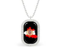 Flag Map of Polish Lithuanian Commonwealth Women's Alloy Long Necklaces Square Pendant Ladies Diamond Necklace Jewelry Gift Silver-style