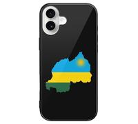 Flag Map of Rwanda Cell Phone Basic Cases Slim Glass Case Cover Compatible with iPhone 16/16 Plus/16 Pro/16 Pro Max/16 E