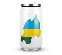 Flag Map of Rwanda Funny Coke Cup Reusable Travel Mug with Lid and Straw Stainless Steel Drink Tumbler 300ml