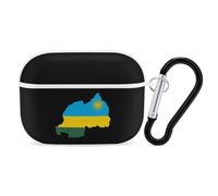 Flag Map of Rwanda Funny Headphone Cases Compatible with AirPods Pro Hard PC Protective Cover with Keychain