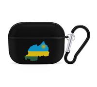 Flag Map of Rwanda Funny Headphone Cases Compatible with AirPods Pro Hard PC Protective Cover with Keychain
