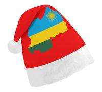 Flag Map of Rwanda Funny Santa Hat Plush Christmas Hats Party Headwear for Holiday New Year