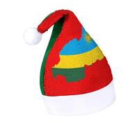 Flag Map of Rwanda Funny Sequin Santa Hat Plush Christmas Hats Party Headwear for Holiday New Year