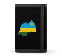 Flag Map of Rwanda Men's Wallets Minimalist Trifold Wallet Polyester Card Cases Casual Coin Purse
